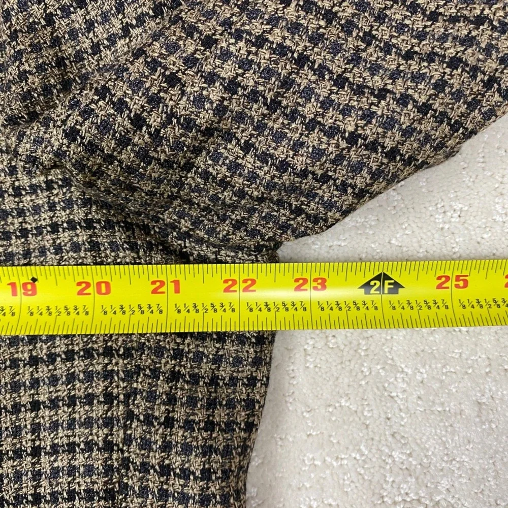 VTG Vito Rufolo Blazer Mens 44 Brown Silk Wool Houndstooth Made in Italy Lessona